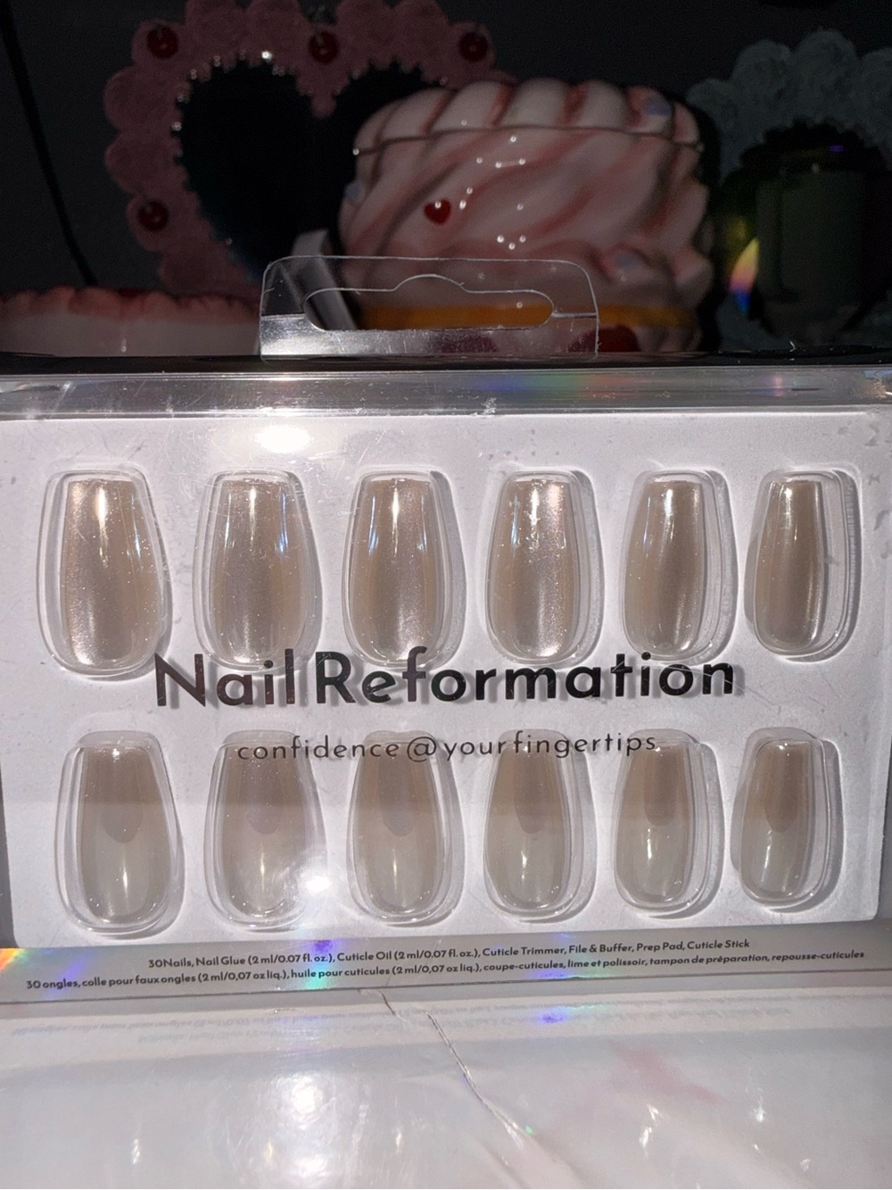 Nail Reformation Grey Cat Eye Short Coffin Press On Nails